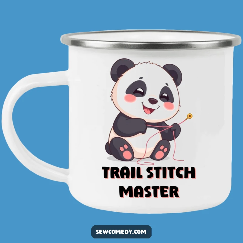 Funny Panda Sewing Camping Mug: Durable Humorous Cub Outdoors Gift