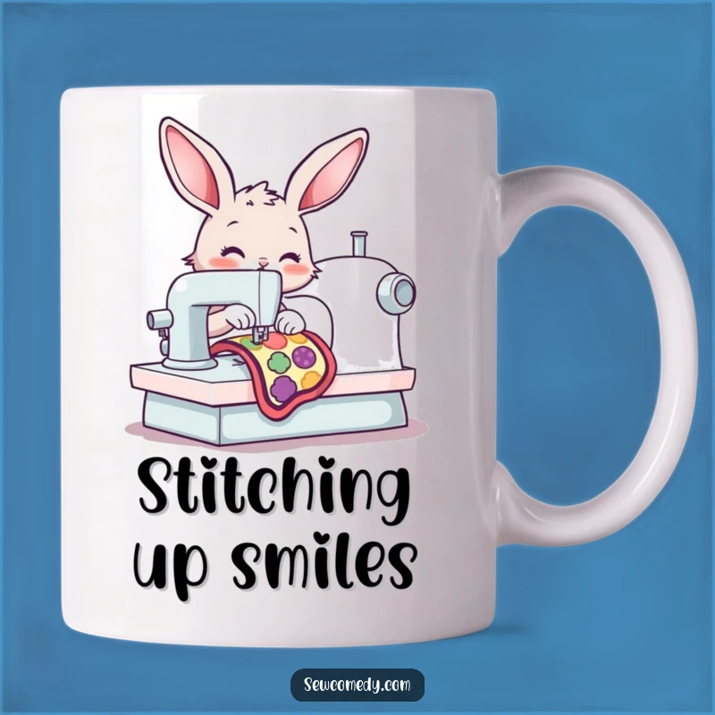 Funny Bunny Sewing Machine Mug: Hilarious Crafter Gift for Stitching Fans!