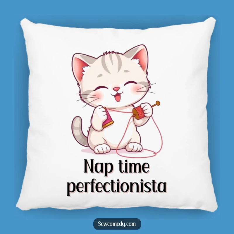 Funny Kitten Sewing Pillow: Cozy Humorous Cat Accent Decor Gift