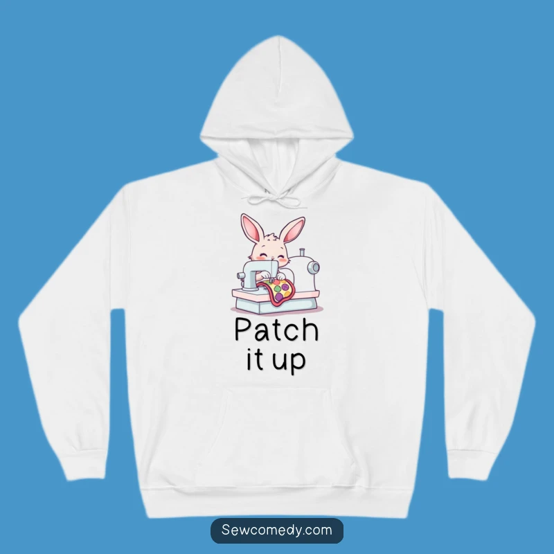 Cozy Funny Bunny Sewing Machine Hoodie: Warm and Hilarious Crafter Gift!