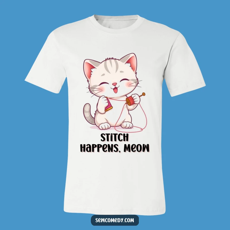 Funny Kitten Sewing T-Shirt: Hilarious Playful Cat Apparel Gift