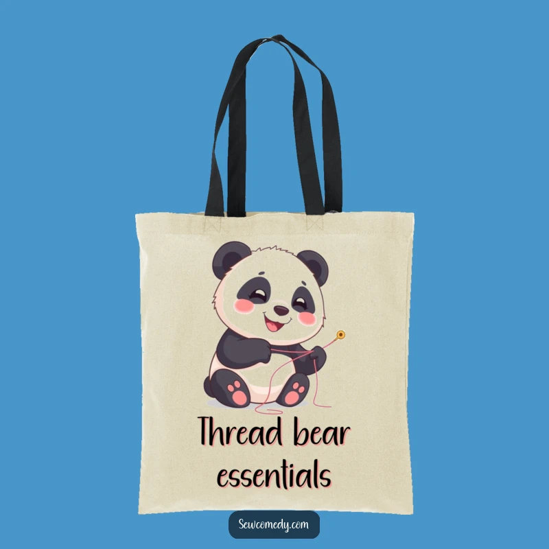 Funny Panda Sewing Tote Bag: Chic Humorous Cub Accessory Gift